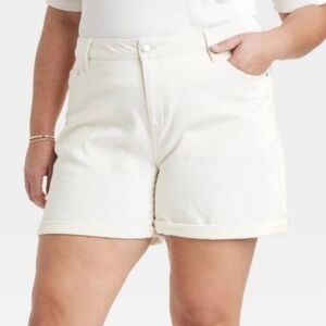 New Ava & Viv Women's Midi Shorts In Oatmeal Size 16